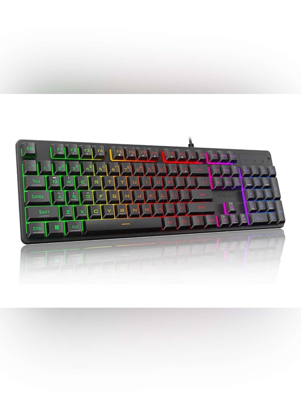 Rainbow LED Gaming Keyboard, 104 Keys Wired Mechanical Feeling Keyboard